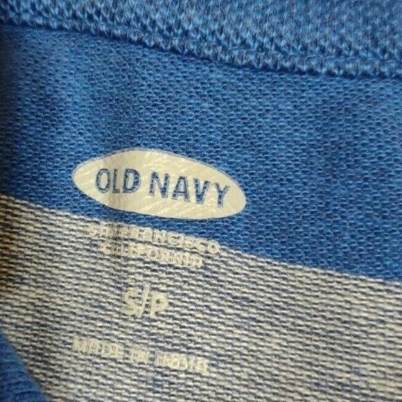 Boys Young Adult Old Navy Striped Blue Gray Collared Short Sleeve Polo Shirt S - Picture 3 of 5